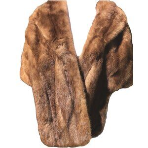 Antq Brown Genuine Mink Fur Cape Stole Wrap Vtg Victorian Posh USA Steven’s Co